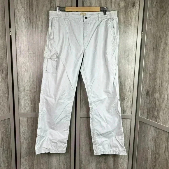 C. C. Filson Cargo Pants Mens Large Straight Leg Off White Light Gray Defects - Picture 1 of 13
